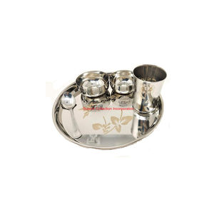 Premium Stainless Steel Thali <b>Set</b> 7 Piece <b>Mirror</b> Finish Round Dinnerware Modern Thali <b>Sets</b> For Home And Restaurant Use - Product Image 4