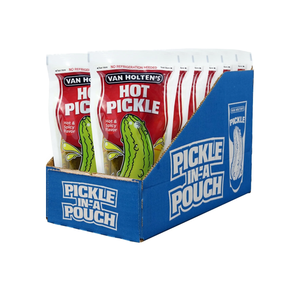 Cornichons Hot Mama de Van Holten en sachet de 140g, emballage pratique pour une portion individuelle, idéal pour les collations à emporter, vente en gros. - Product Image 1