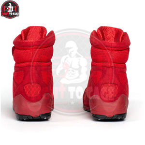 Chaussures de boxe légères en cuir véritable, antidérapantes, respirantes, baskets d'entraînement, gymnase, arts martiaux, combat, pratique, cheville haute - Product Image 4