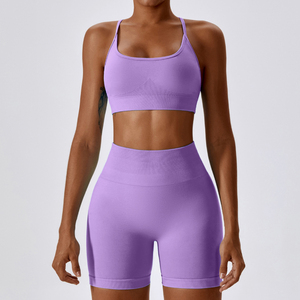 Traje de Yoga personalizado para mujer, ropa de gimnasio sin costuras, mallas de cintura alta y Sujetador deportivo, ropa de entrenamiento - Product Image 6