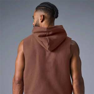 Wholesale <b>Men's</b> Sleeveless Hoodie OEM Fashion Fleece Cotton Pullover with Custom Logo 3D Printed <b>T</b>-<b>shirt</b> for Summer - Product Image 4