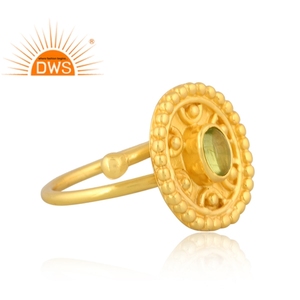 Latest Handmade Design 18K Gold Plated Natural <b>Peridot</b> Gemstone Stackable <b>Ring</b> Custom Jewelry Manufacturer - Product Image 3