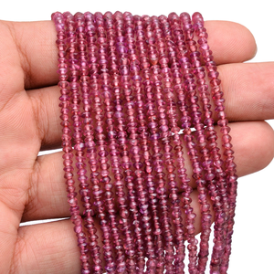 Cuentas Redondas de Granate Rodolita AAA+ de 3 mm, Cuentas de Piedras Preciosas Semipreciosas con Forma de Platillo de Rodolita Natural para la Fabricación de Joyas - Product Image 2