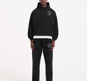 Conjunto de Sudadera con Capucha y Pantalones de Felpa de Algodón Grueso con Lavado Ácido, Personalizado OEM, 2 Piezas, Liso, Vintage, para Hombre - Product Image 6