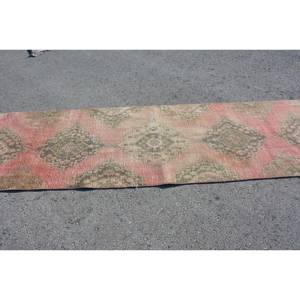 Vintage Red Green Turkish Wool Rug 33' X 12.8' Large Area Rectangle Patchwork Design for Entryway 10mm Latex for Teenagers - Product Image 3