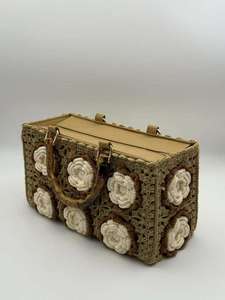 Sac à main en crochet pour femme, nouveau sac fourre-tout décontracté tissé à la main avec poignée en bois, motif carré Granny - Product Image 5