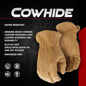 Guantes de trabajo de cuero de vaca general de destreza mejorada Guantes de seguridad para la construcción con tacto suave - Product Image 4