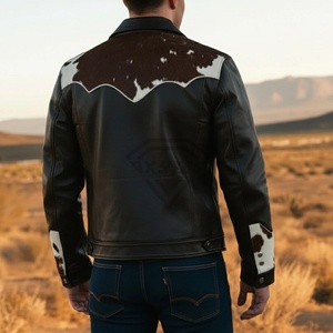 2025 meilleure vente hommes vache cheveux cuir veste poids lourd hiver vêtements d'extérieur respirant élégant haute rue peau de vache cheveux veste - Product Image 5