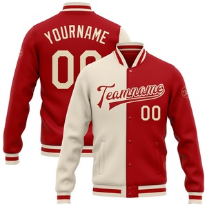 Veste bomber universitaire à boutons pression, en gros directement de l'industrie, décontractée, d'hiver, personnalisée, marron, blanc-gris - Product Image 3