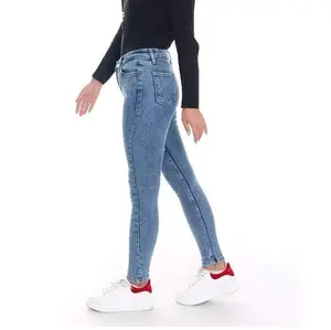 Werkspreis Hersteller Lieferant einfache schlanke gesamte Dame Jeans breite beste Qualität individuelles Logo Farbe & Designs