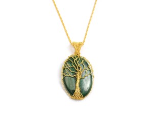 Collier de pierres précieuses multicolores naturelles faites à la main avec pendentif en perles de diamant en fil plaqué or forme ovale bijoux de fête - Product Image 3