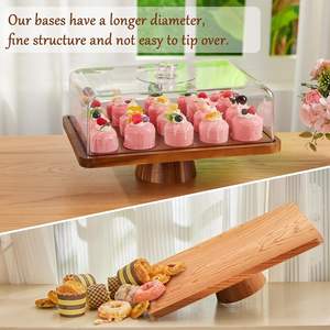 Bandeja de Madera Ecológica Clásica y Elegante de Alta Calidad con Tapa, Soporte para Pastel, Apta para Lavavajillas y Microondas, Decoración para Fiestas, Frutas y Postres - Product Image 5