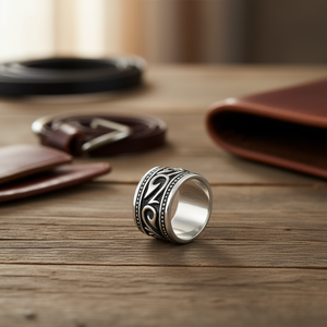 Anello da Biker Vintage in Acciaio Inossidabile Argento 14MM, Anello alla Moda Disponibile nelle Taglie 8-13 SR69 - Product Image 3