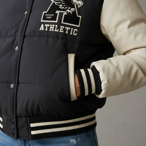 Chaqueta Universitaria de Béisbol Personalizada con Patrón de Cuadros, Tejido Tweed, para Equipos y Clubes, Transpirable, Cortavientos, con Relleno de Algodón para Calentar, Otoño - Product Image 4