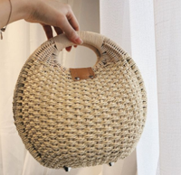 Anyaman tangan warna alami air Hyacinth jerami modis tas tangan tas pantai tali bahu musim panas tas bahu