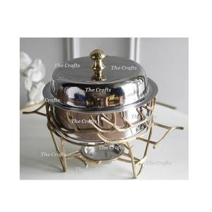 Plato para Calentar Comida de Aluminio con Asa y Perilla de Latón Dorado Chowkhi, Calidad Deluxe - Product Image 4