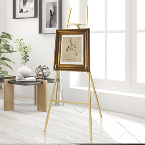 Trípode plegable de Metal dorado de 53,5 "H, caballete de suelo, soporte de exhibición ajustable, caballete Extra grande de desplazamiento, caballete de exhibición de boda hecho en India - Product Image 5