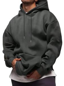 Invierno sólido sudaderas con capucha hombre cuello redondo moda sudadera suave Regular Fit 100% algodón polar Top Unisex Streetwear - Product Image 3