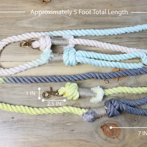 Valentine's Day Special: <b>Light</b> Pink Cotton <b>Rope</b> Leash, Stylishly Hand-Dyed for Fashion-Forward - Product Image 1