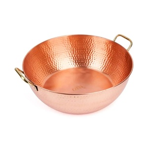 100% naturel personnalisé martelé à la main Spa pédicure bol forme ronde cuivre avec poignée pour manucure et Massage des pieds - Product Image 3