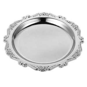 Bandeja de metal con acabado plateado Forma ovalada Diseño elegante Buena calidad Manija de dos lados para servir en hotel y restaurante - Product Image 3