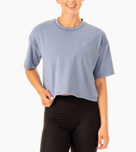 Camiseta de algodón para mujer, de alta calidad, de Color sólido, manga corta, respetuosa con el medio ambiente, estilo Hip Hop, logotipo personalizado, transpirable, al por mayor - Product Image 6