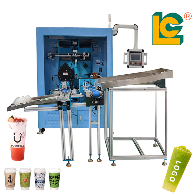 Multi-Function Automatic 6-Station Screen Print Machine for PP/PET/Paper Cups 4 Servo Motors Vacuum Turntable LED Curing System