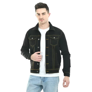 Nouvel arrivage de vestes en jean grande taille de saison d'hiver de conception personnalisée pour hommes vestes en jean lavées respirantes avec bouton de couverture - Product Image 4