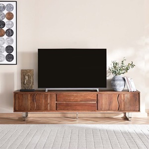 Mueble de TV Contemporáneo de Madera Maciza de Acacia de Primera Calidad para Televisores de 65+ Pulgadas, Mueble de Almacenamiento Duradero y Ecológico con Opciones Personalizables - Product Image 4