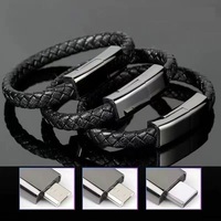 Bracelet chargeur de type C en cuir tressé, câble de charge de données USB C Micro USB pour téléphone portable iPhone