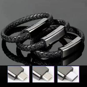 Pulsera Cargadora con Cable <span class=keywords><strong>Tipo</strong></span> C en Material Trenzado de Cuero, Cable de Carga de Datos <span class=keywords><strong>USB</strong></span> C <span class=keywords><strong>Micro</strong></span> <span class=keywords><strong>USB</strong></span> para Teléfono Móvil iPhone - Product Image 5