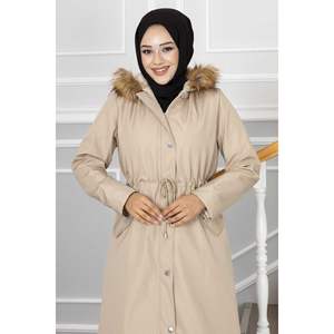 Ayla Tunnel Belted Hijab Coat para patrón regular multicolor Hecho en Turquía - Product Image 5