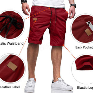 กางเกงขาสั้นกีฬาฤดูร้อนสำหรับผู้ชายแบบ OEM สกรีนโลโก้ได้ ขายดี สีแดงล้วน สไตล์ลำลอง พร้อมคุณสมบัติยืดหยุ่นและลายเรียบ - Product Image 4