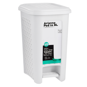 Arianna Pedal <b>Bin</b> 8L White Plastic Waste <b>Bin</b> <b>With</b> <b>Lid</b> And Step For Kitchen Bathroom Use - Product Image 2