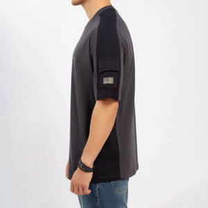 Camiseta negra de gran tamaño de algodón pesado 100% para hombre, transpirable de talla grande y ancha con diseño en blanco para hombre - Product Image 3