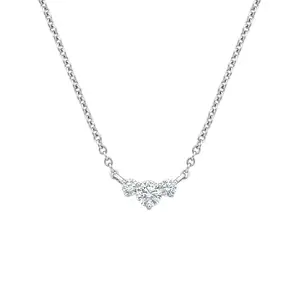 Colar clássico com diamante trio, para mulheres 14k ouro personalizado brilhante natural diamante delicado colar de jóias envio