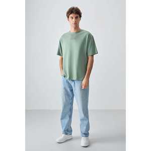 Camiseta de Hombre Verde Claro 100% Algodón Jersey Grueso Suave Texturizado Corte Holgado Estampada-88354 - Product Image 5