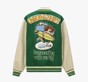 Chaqueta de cuero Vintage para hombre con logotipo personalizado tejido de algodón transpirable Varsity otoño e invierno con decoración de patrón de botones - Product Image 2