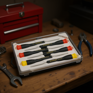 Jeu de tournevis de précision Stanley 6 pièces, embouts évasés + Phillips Combinaison pour une utilisation facile - Product Image 3