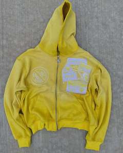 Sudadera con Capucha Personalizada para Hombre, Estilo Urbano, Lavado Vintage, con Cremallera y Pedrería, Estilo Casual para Invierno - Product Image 4