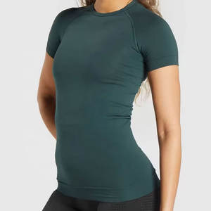 เสื้อยืดคอกลมคอกลมเข้ารูปสำหรับผู้หญิงเสื้อยืดผ้าฝ้ายออกแบบได้ตามต้องการสำหรับใส่เล่นกีฬาเล่นยิมฤดูร้อน - Product Image 6