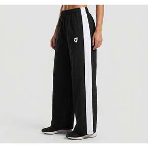 Endurance Black Canvas <b>Trousers</b>-Breathable Oversized Wide Leg Pants <b>Elastic</b> <b>Waist</b> Wrinkled Casual Style for Summer Season XL - Product Image 1