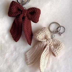 Acki Aluminum Crochet Cotton Car Keychain <b>Bow</b> Modern Cute Creative <b>Gift</b> Hand-woven Finished Bag Pendant Model S01 - Product Image 2