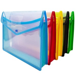 Assorted Color Plastic File Folder Poly Envelope Expanding File Wallet Document Folder Large Waterproof Accordion File Pouch