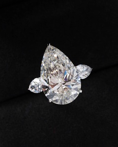 13x9mm Pear Cut Diamond Engagement <b>Ring</b> | Three Stone Women's <b>Ring</b> | Sterling Silver 18K Gold Plated Wedding Anniversary Jewelry - Product Image 1