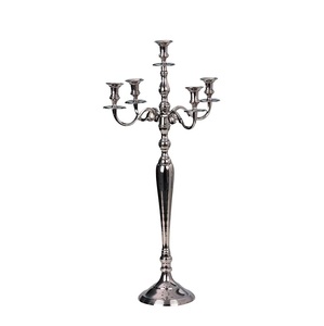 New Arrival 5 Arm Metal <b>Candelabra</b> Shiny Silver Plated for Wedding Christmas Party Decoration Floor <b>Candelabra</b> - Product Image 2