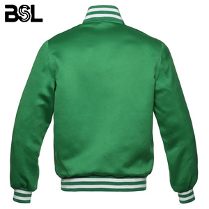 Blouson Bomber Unisexe en Soie Satinée à Col Montant Fin Brodé avec Logo Personnalisé pour l'Hiver – Veste Collège en Gros - Product Image 2