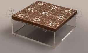 Modern Regal Acrylic Decorative <b>Box</b> with Hand Inlaid Mother of Pearl <b>Wooden</b> <b>Lid</b> for Eid Chocolates Wedding Favors Festive Events - Product Image 4