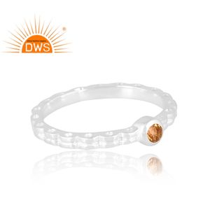 แหวนพลอยซิทรีนธรรมชาติเงินสเตอร์ลิงเครื่องประดับดีไซน์ตามสั่งสำหรับเป็นของขวัญสำหรับผู้หญิง - Product Image 4