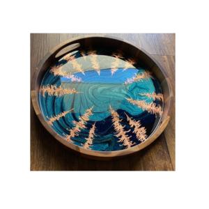 Conception de rivière en résine et plateau de service alimentaire en bois pour la maison taille personnalisée meilleures ventes plateaux en bois et résine pour la décoration de table - Product Image 2